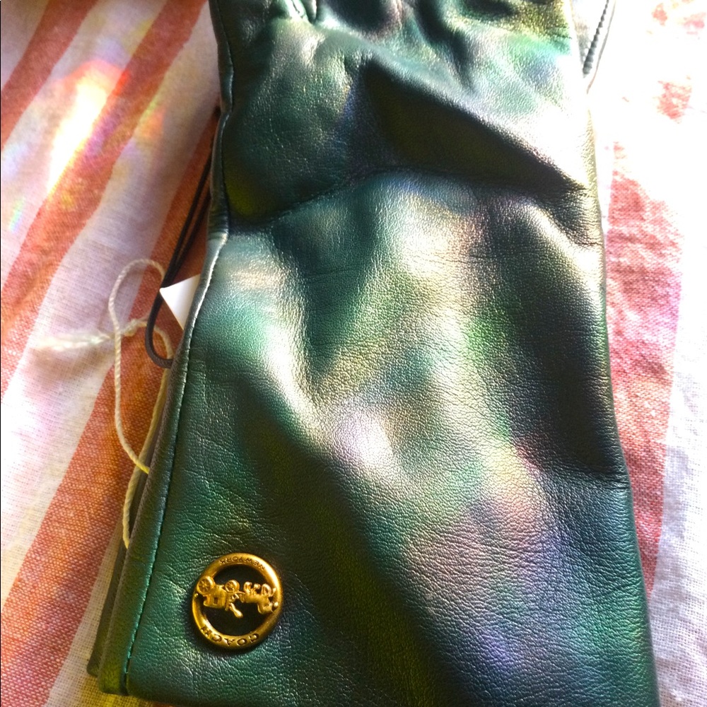 Pair of Teal Coach Tech Gloves - wool lined, with tags, lightly used